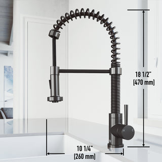 VIGO Edison 19" H Single Handle Pull-Down Sprayer Kitchen Faucet, Graphite Black, No Sensor, Without Extras