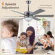 65" Modern Crystal Ceiling Fan with Dimmable LED Light and Remote, Silver