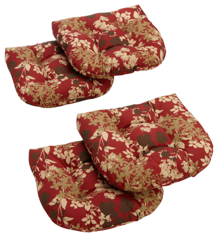 19" U-Shaped Outdoor Tufted Chair Cushions, Set of 4, Lisbon