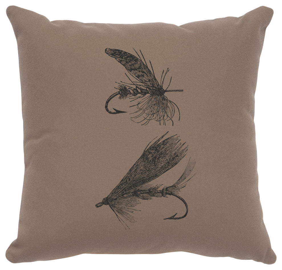 Image Pillow 16x16 Flies Cotton Taupe