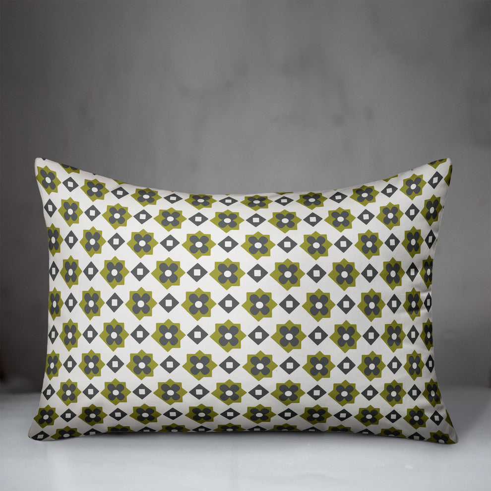 Green Flower Pattern Throw Pillow