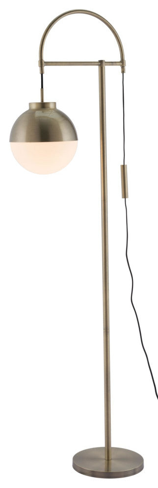 Floor Lamp Light, Glass, Steel Metal, Bronze, White, Mid Century Lounge Cafe