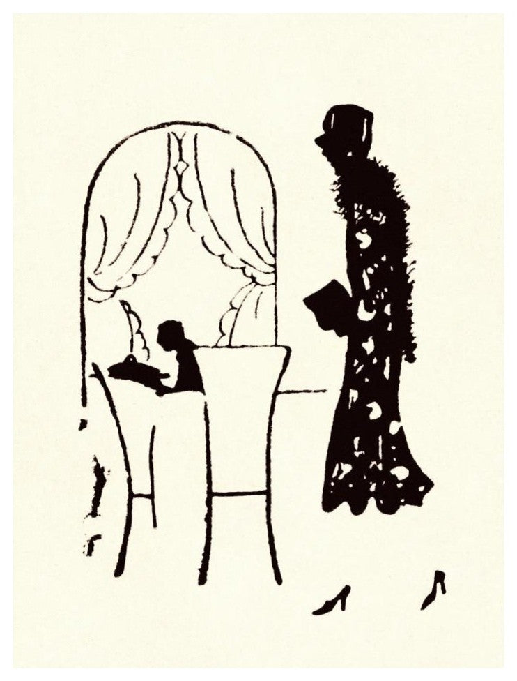 "Dressed Woman Walks Into a Restaurant" Paper Print by Maxfield Parrish, 26"x34"