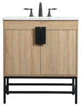 Home Living 19" Modern Mango Wood-Light Bathroom Vanity