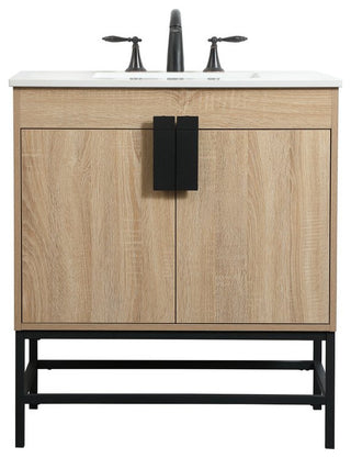 Home Living 19" Modern Mango Wood-Light Bathroom Vanity