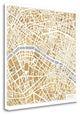 "Gilded Paris Map" By Laura Marshall, Giclee Print on Gallery Wrap Canvas
