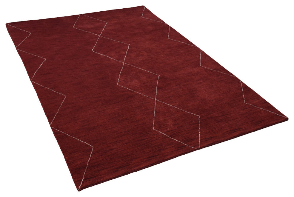 HAND KNOTTED LOOM WOOL ECO-FRIENDLY AREA RUGS - Rectangle, Red Beige, Geometric