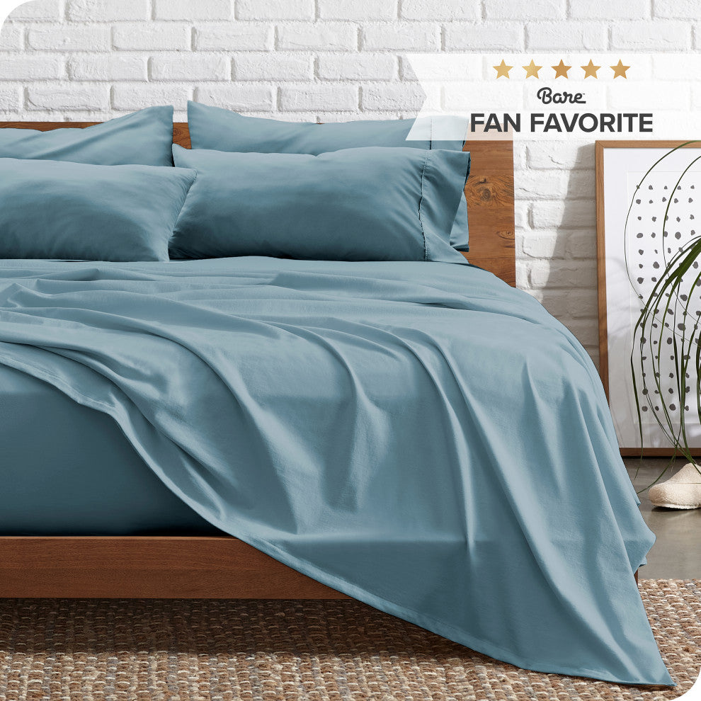 Bare Home 7-Piece Microfiber Sheet Set, Coronet Blue, Split King