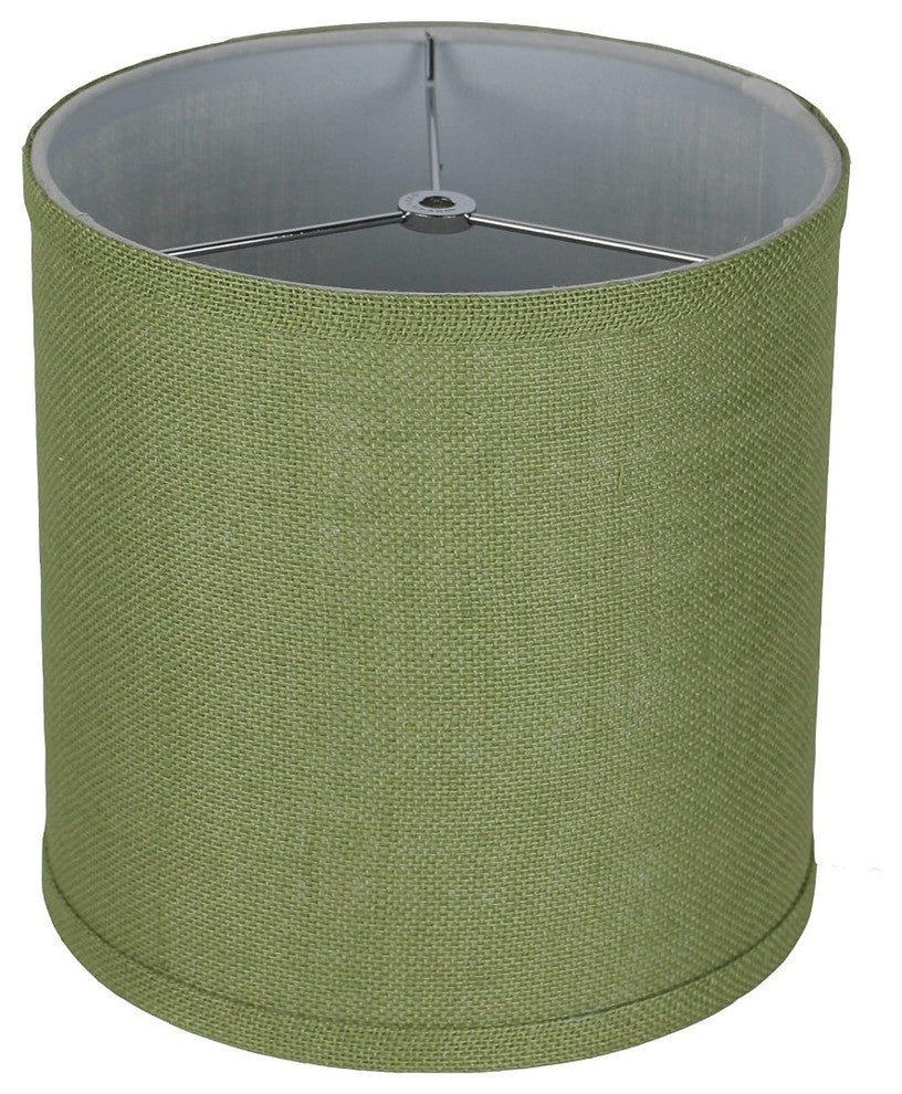 Classic Drum Burlap Lampshades, Khaki Green, 10"