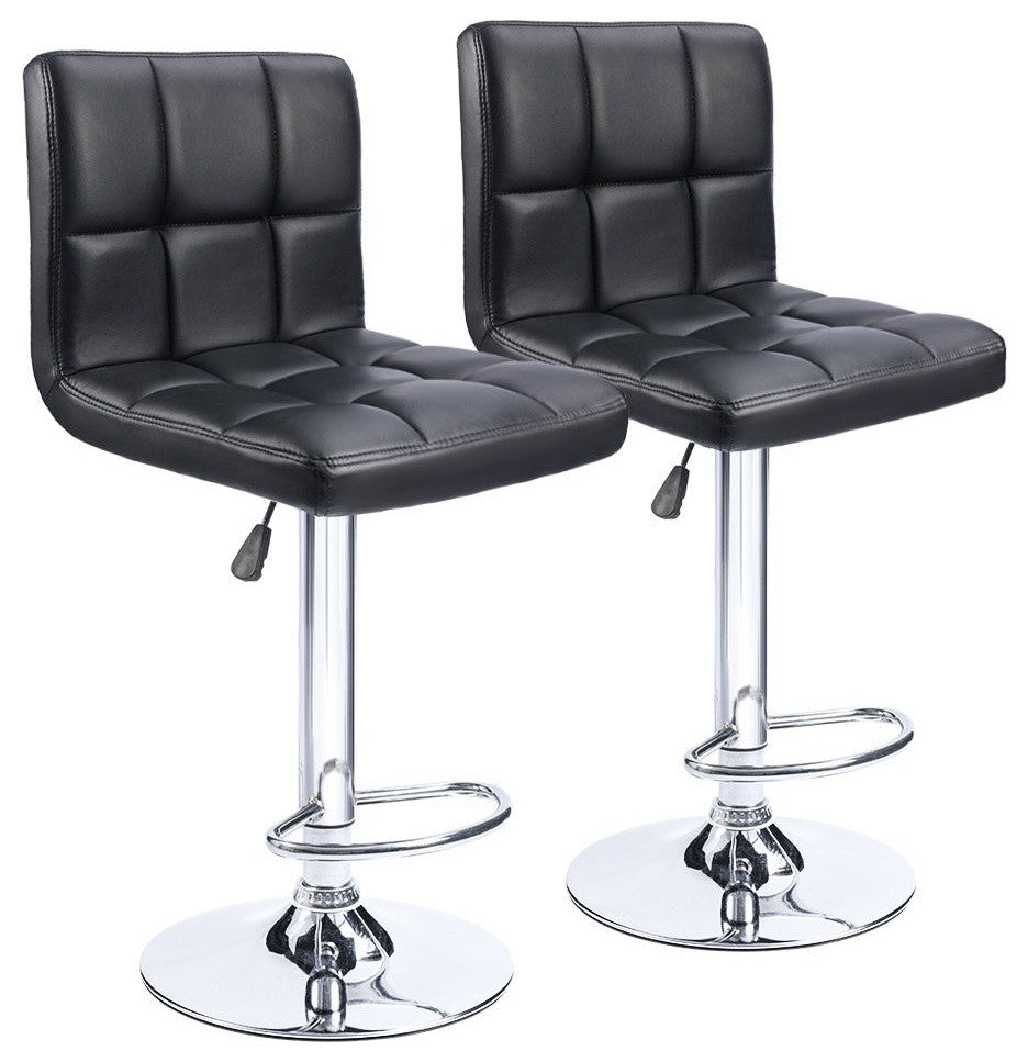 PU Leather Adjustable Bar Stool Counter Height Chair With Backrest, Set of 2