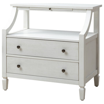 Drawer Nightstand With Built-In Outlets, Set of 2, White