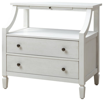 Drawer Nightstand With Built-In Outlets, Set of 2, White
