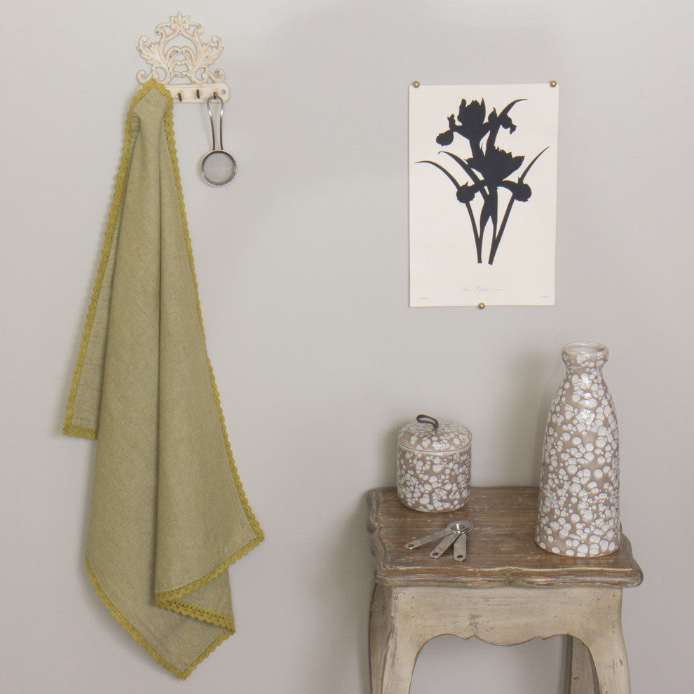 Lacey Lace Tea Towel, Olive