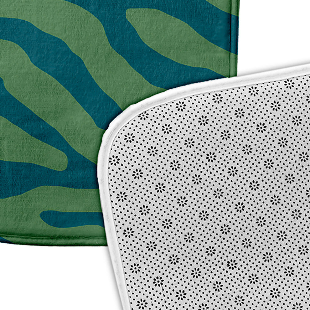 Green Rectangular Animal Stripe Pet Feeding Mat for Dogs or Cats