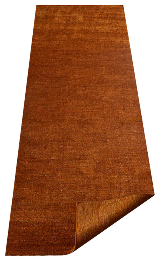 Hand Knotted Loom Silk Mix Area Rug Solid Orange