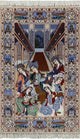 Authentic Persian Isfahan Pictorial Scene Hand Knotted Wool and Silk Rug, 4x6