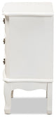 Traditional French Country Provincial White-Finished 3-Drawer Wood Nightstand
