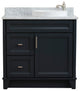 37" Single Sink Vanity, Dark Gray Finish With White Carrara Marble