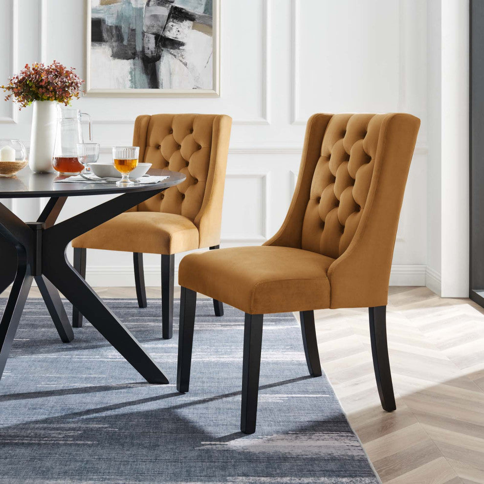 Side Dining Chair, Set of 2, Brown, Velvet, Modern, Cafe Bistro Hospitality