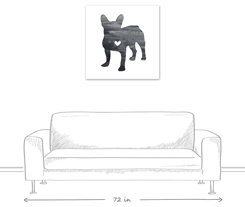 Designs Direct Creative Group Ink Silhouette Frenchie 30x30 Canvas Wall Art