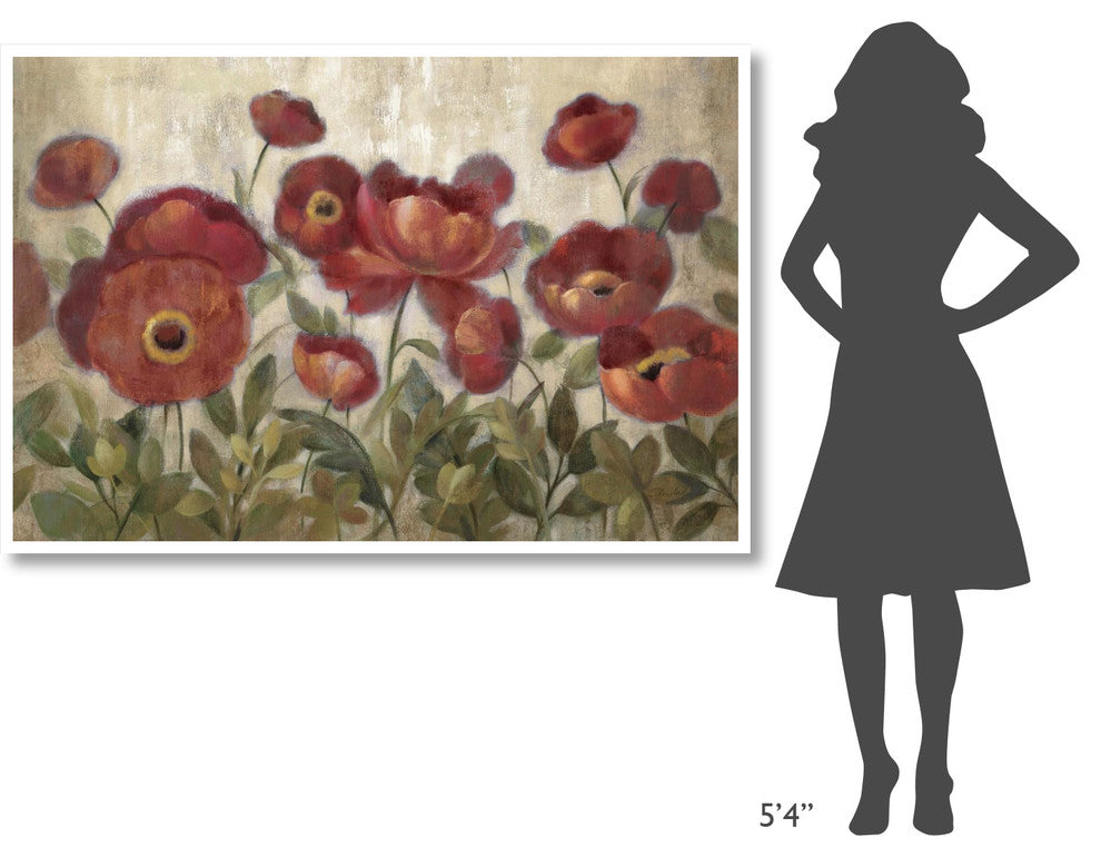 "Daydreaming Flowers Red" Digital Paper Print by Silvia Vassileva, 62"x42"