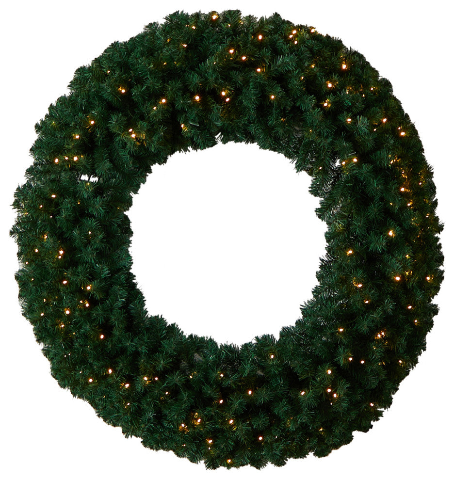 48" Large Faux Christmas Wreath With 714 Bendable Branches and 200 LED Lights