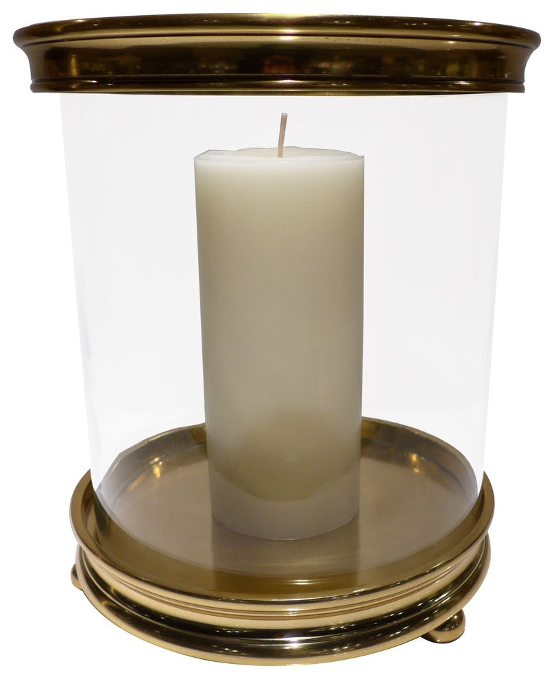 Cylinder Hurricane Candleholder, Gold
