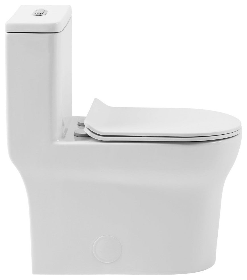 Burdon One-Piece Square Toilet Dual Flush 0.8/1.28 GPF, Glossy White