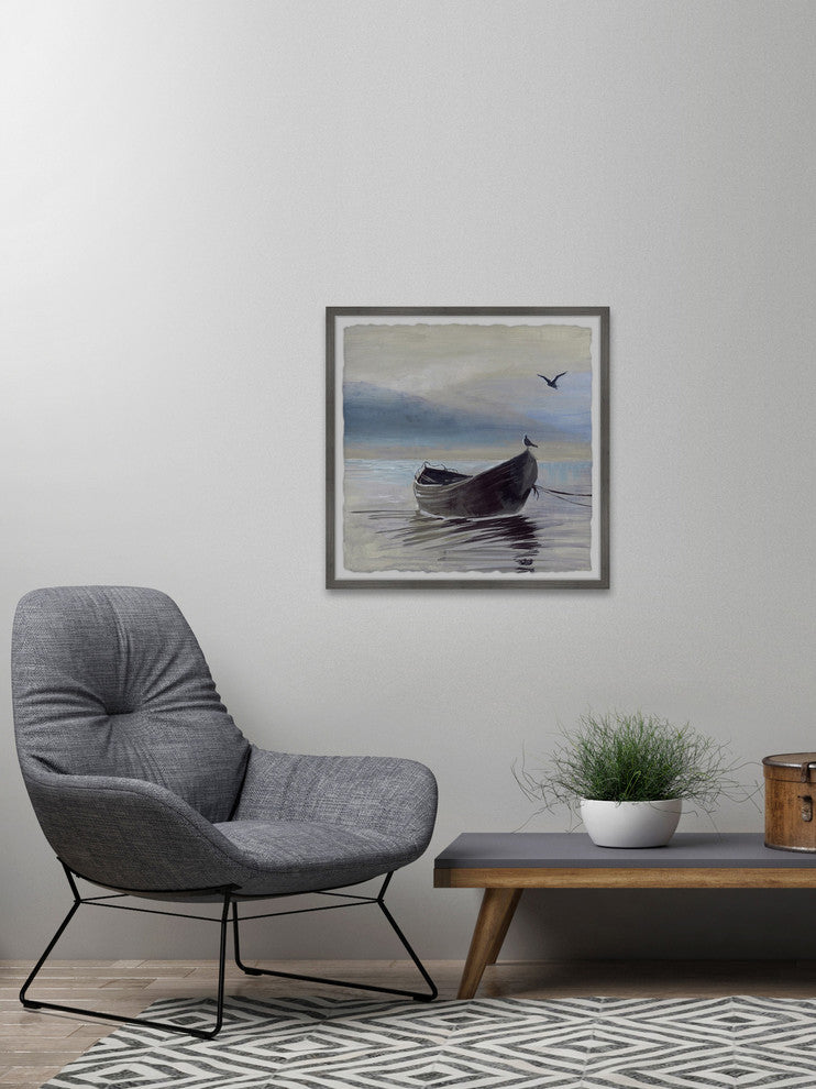 "Little Brown Boat" Framed Painting Print, 12"x12"