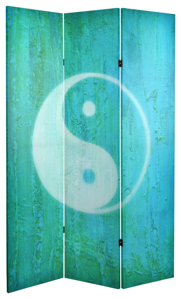 6' Tall Double Sided Yin Yang/Om Canvas Room Divider