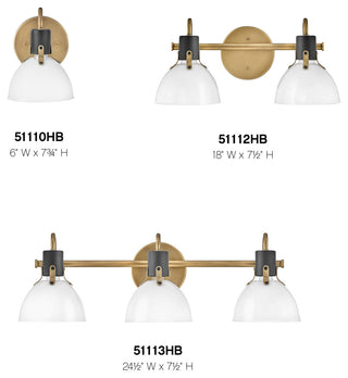 Hinkley Argo 6" Small Single Light Vanity, Heritage Brass with Black Accents