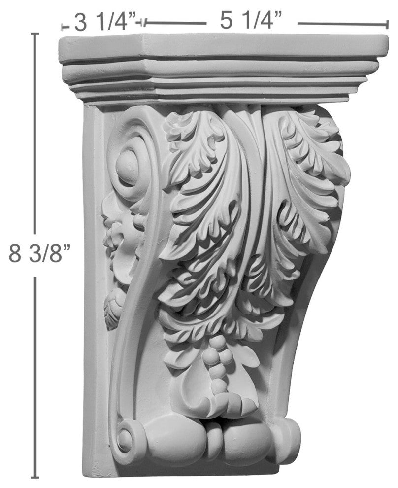 5 1/4"W x 3 1/4"D x 8 3/8"H Edinburgh Corbel