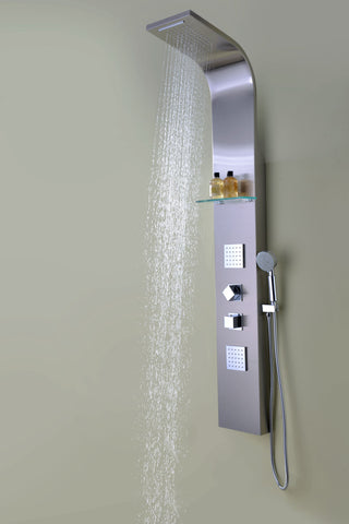 ANZZI Niagara 64 in. 2-Jetted Full Body Shower Panel in Brushed Steel