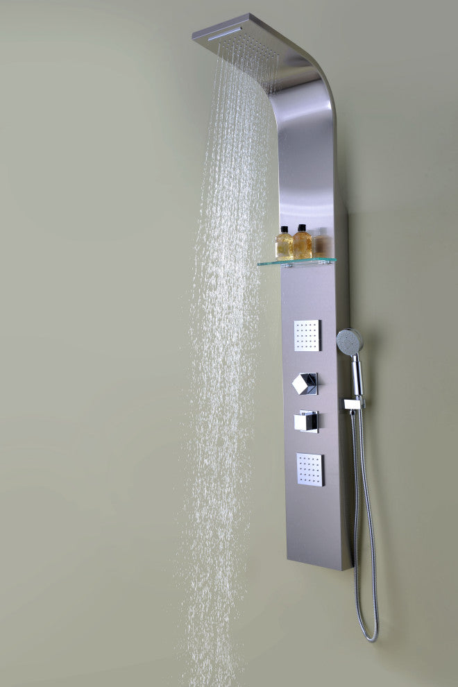 ANZZI Niagara 64 in. 2-Jetted Full Body Shower Panel in Brushed Steel