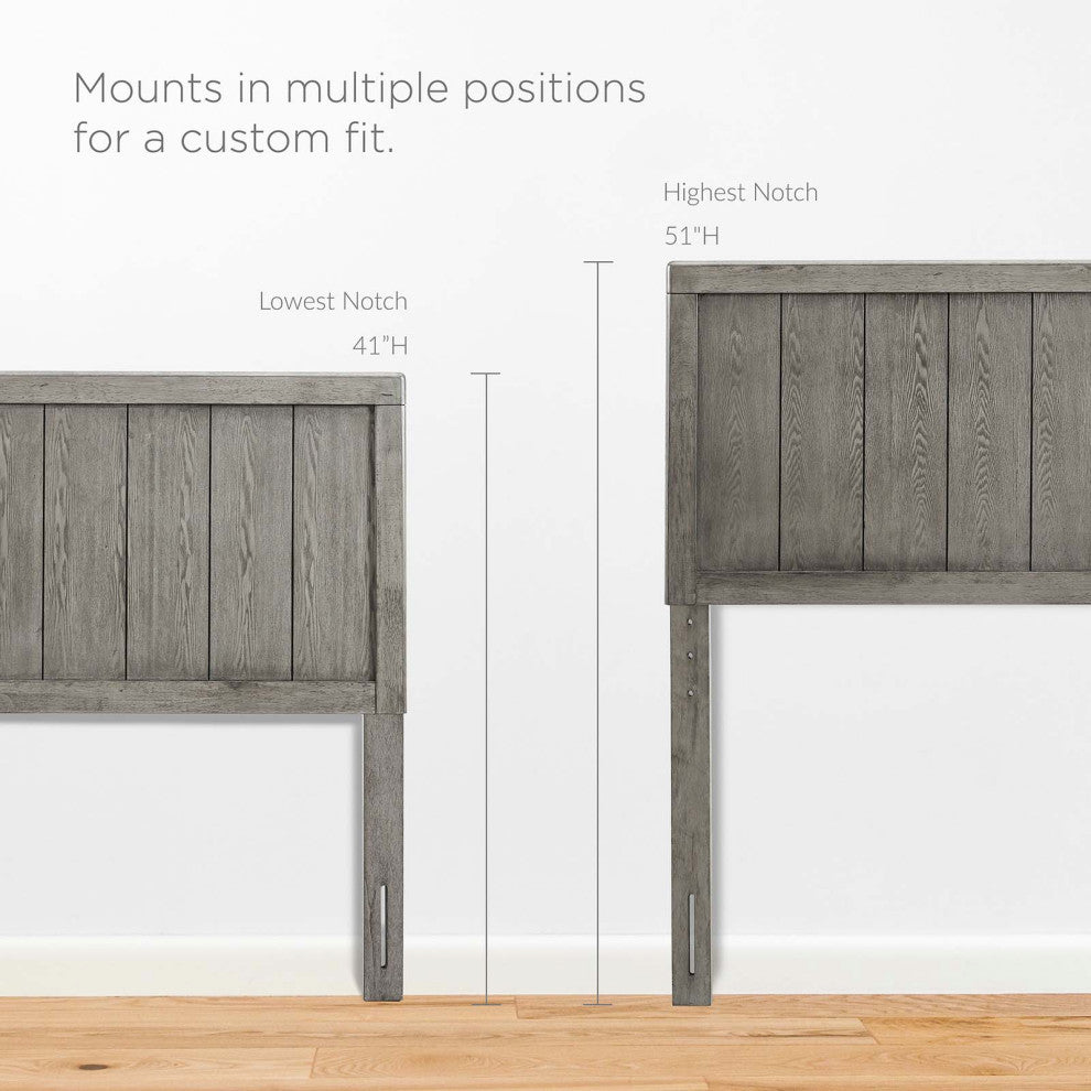 Platform Bed Frame, King Size, Wood, Gray, Modern Mid-Century, Bedroom