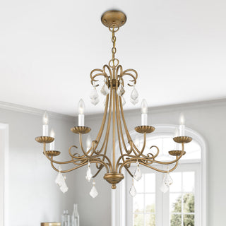 Daphne 8-Light Antique Gold Leaf Large Chandelier, Clear Crystals