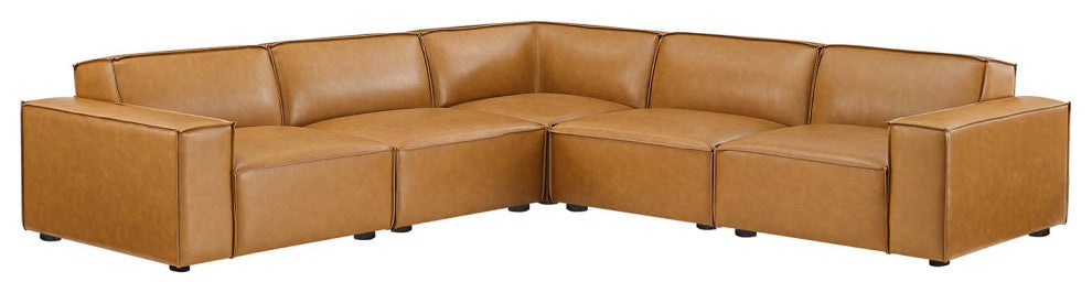 Restore 5-Piece Vegan Leather Sectional Sofa Tan