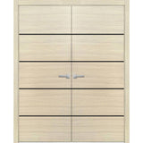 Solid French Double Doors 36 x 96 | Planum 0015 Natural Veneer with