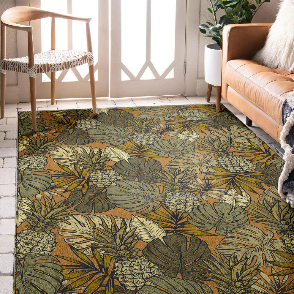 Indoor/Outdoor Tropics TC11 Clay Machine Washable 3' x 5' Rug