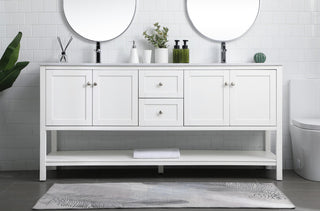 72" Double Bathroom Vanity, White