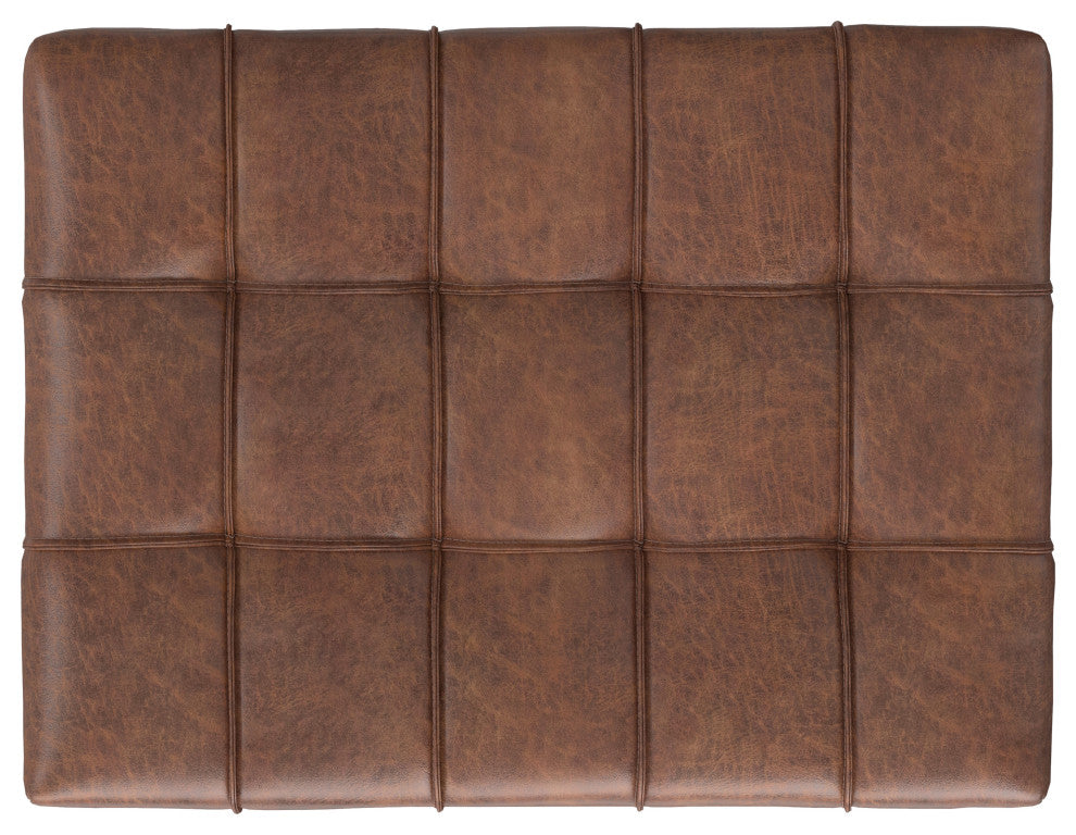 Mariah Coffee Table Storage Ottoman, Distressed Saddle Brown