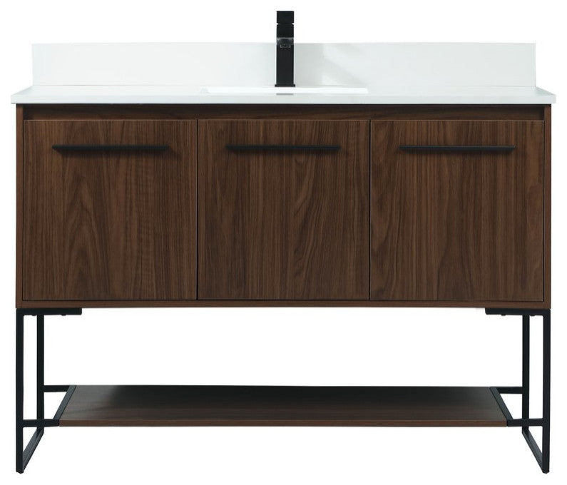 Sue 48" Single Bathroom Vanity, Walnut, With Backsplash