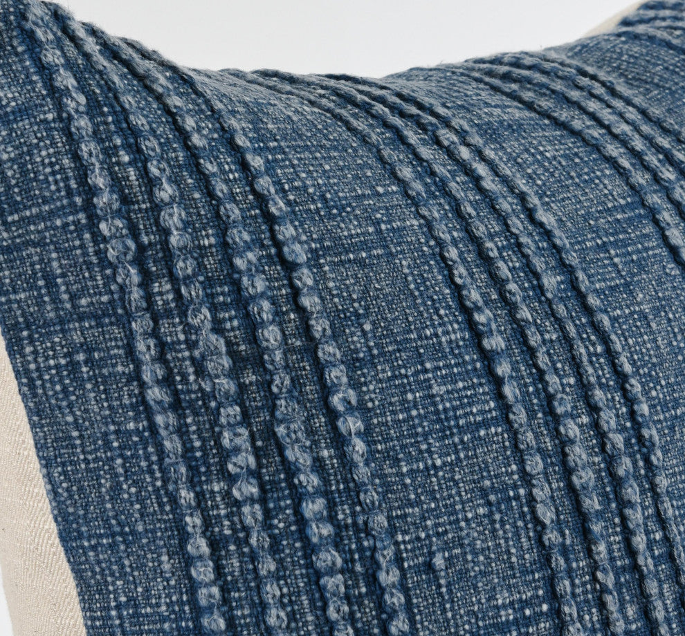 Hannah 100% Cotton 22" Throw Pillow, Navy Blue