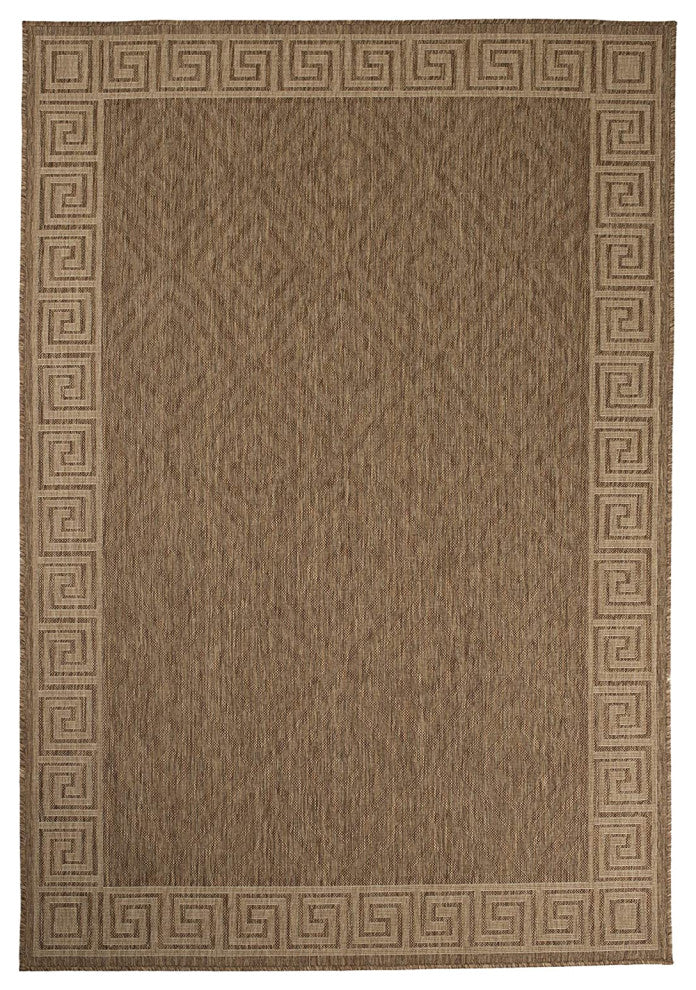 Outdoor Collection Geometric Area Rug - UV Safe Rug, Neutral, 5'3"x7'6"