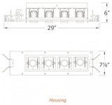 LED Precision Four-Light Non-IC Housing, 4000K Spot, Universal Input and 0-10V