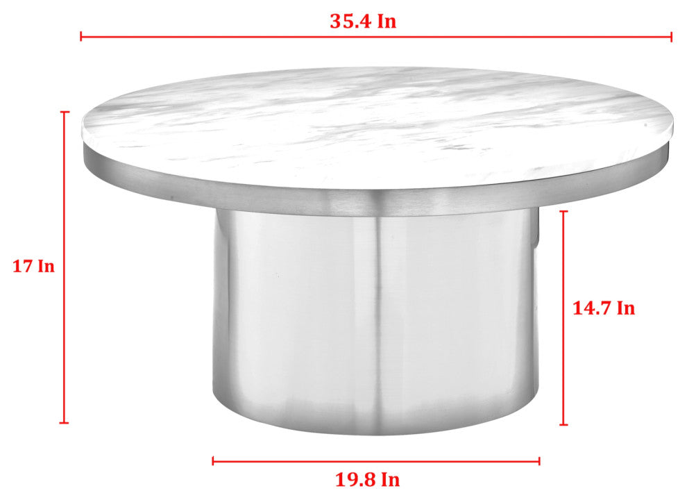 Inspired Home Sinai Coffee Table - White/Gold, 35.4Lx35.4Wx17H