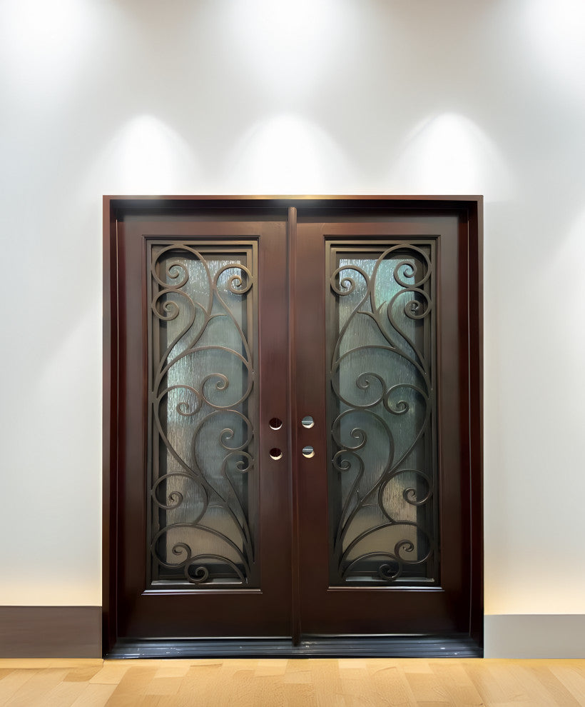 Exterior Front Entry Composite Double Door FRC08, 60"x80", Left Opening Inward