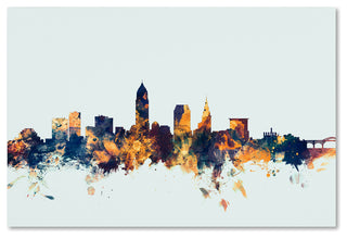 Michael Tompsett 'Cleveland Ohio Skyline Blue' Canvas Art, 30x47