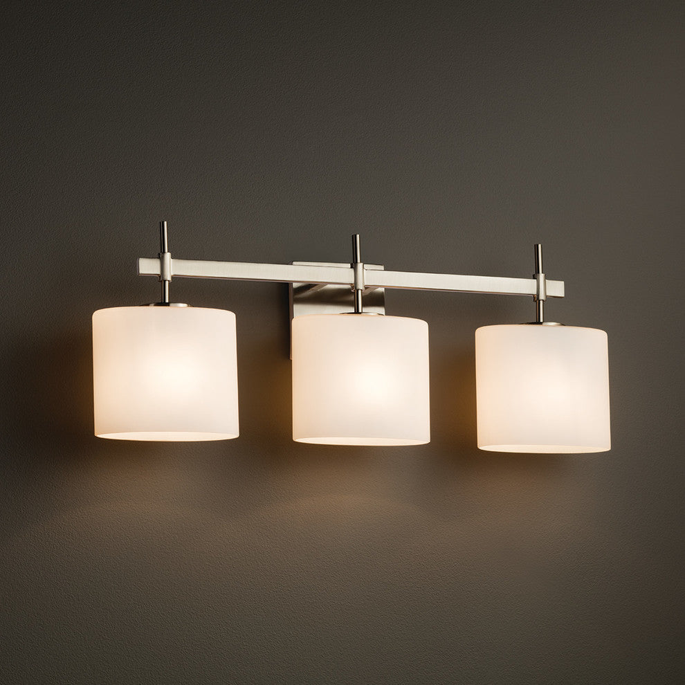 Fusion Union 3-Light Bath Bar, Oval, Brushed Nickel, Opal Shade