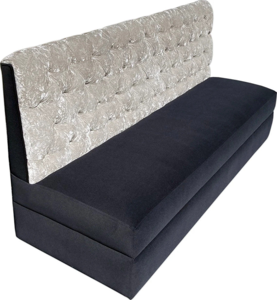 Two-Tone Dining Booth, Upholstered Bench With Back, Tufted Bench